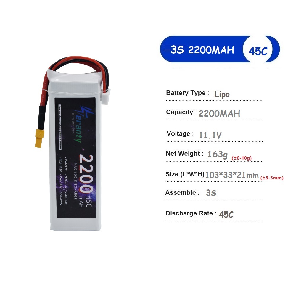 11.1V LiPo Battery 3S 1500mah  - Drone Battery Connector recension och pris